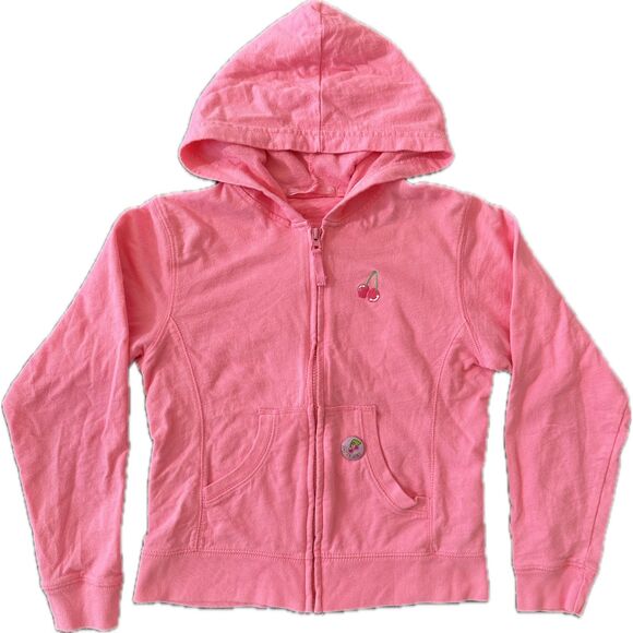 Vintage Y2k Cherokee Light Pink Full Zip Hoodie with Cherry Detail size M 10/12 - Picture 1 of 8